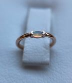 White Opal Marquise Fixed Bead Seam Ring Prong by BVLA