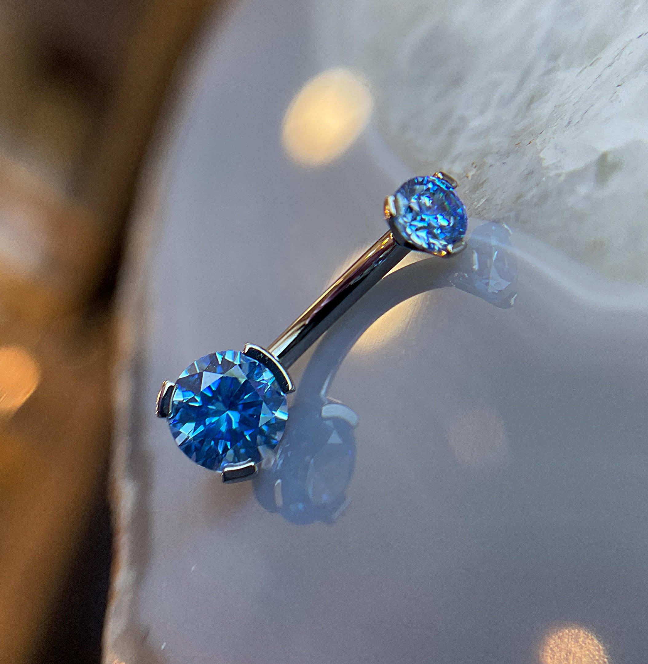 Prong-Set Round Faceted Gem Navel Curve by Industrial Strength (ALL COLORS)