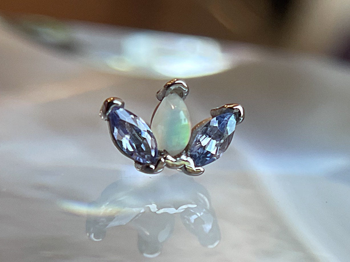Mini Triple Marquise (Tanzanite + Opal) by Quetzalli Jewelry