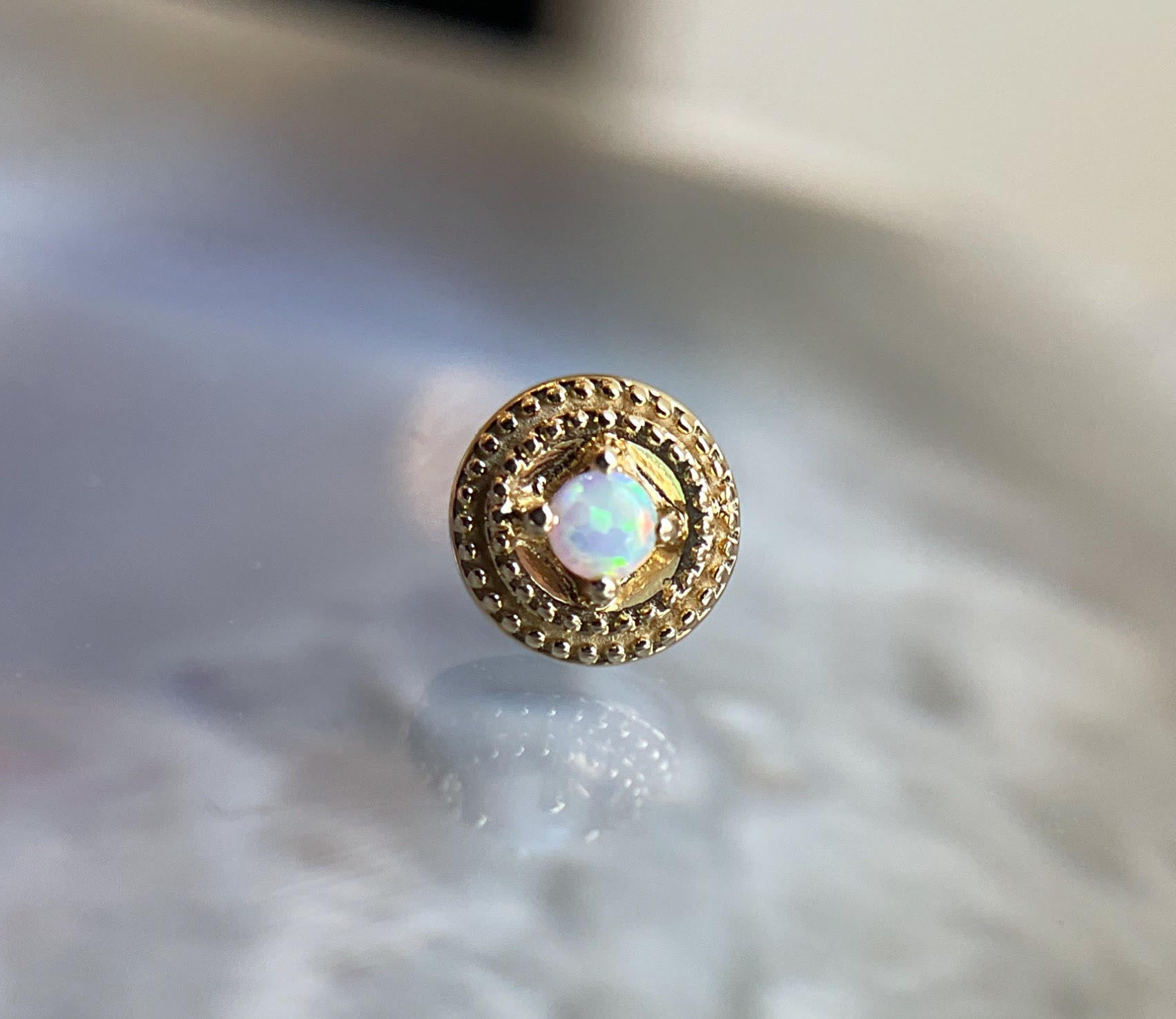 Round Double Milgrain with Opal by Junipurr