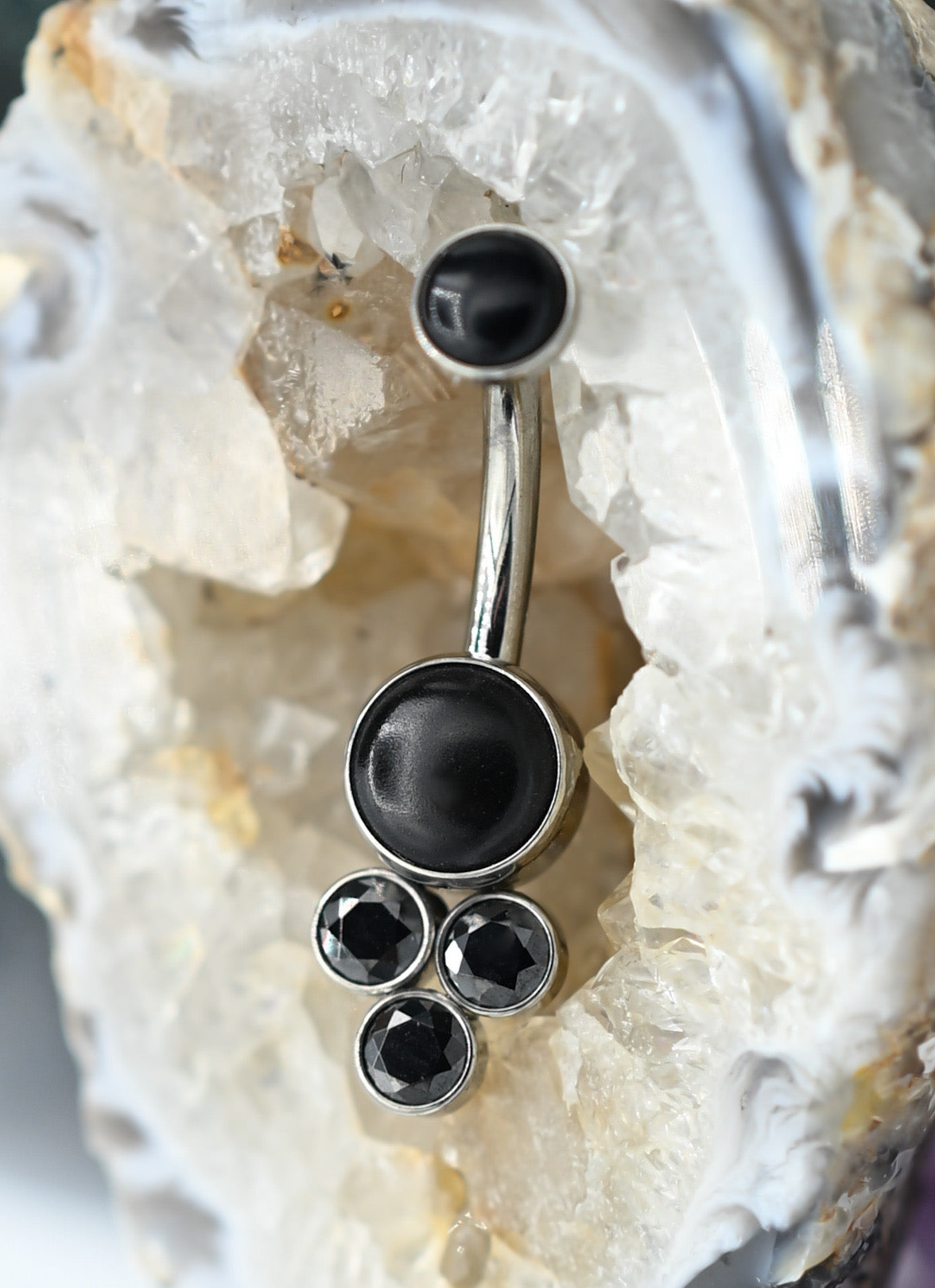 Bijoux Navel Curve (3-N) Onyx + Black CZ by LeRoi Fine Jewelry