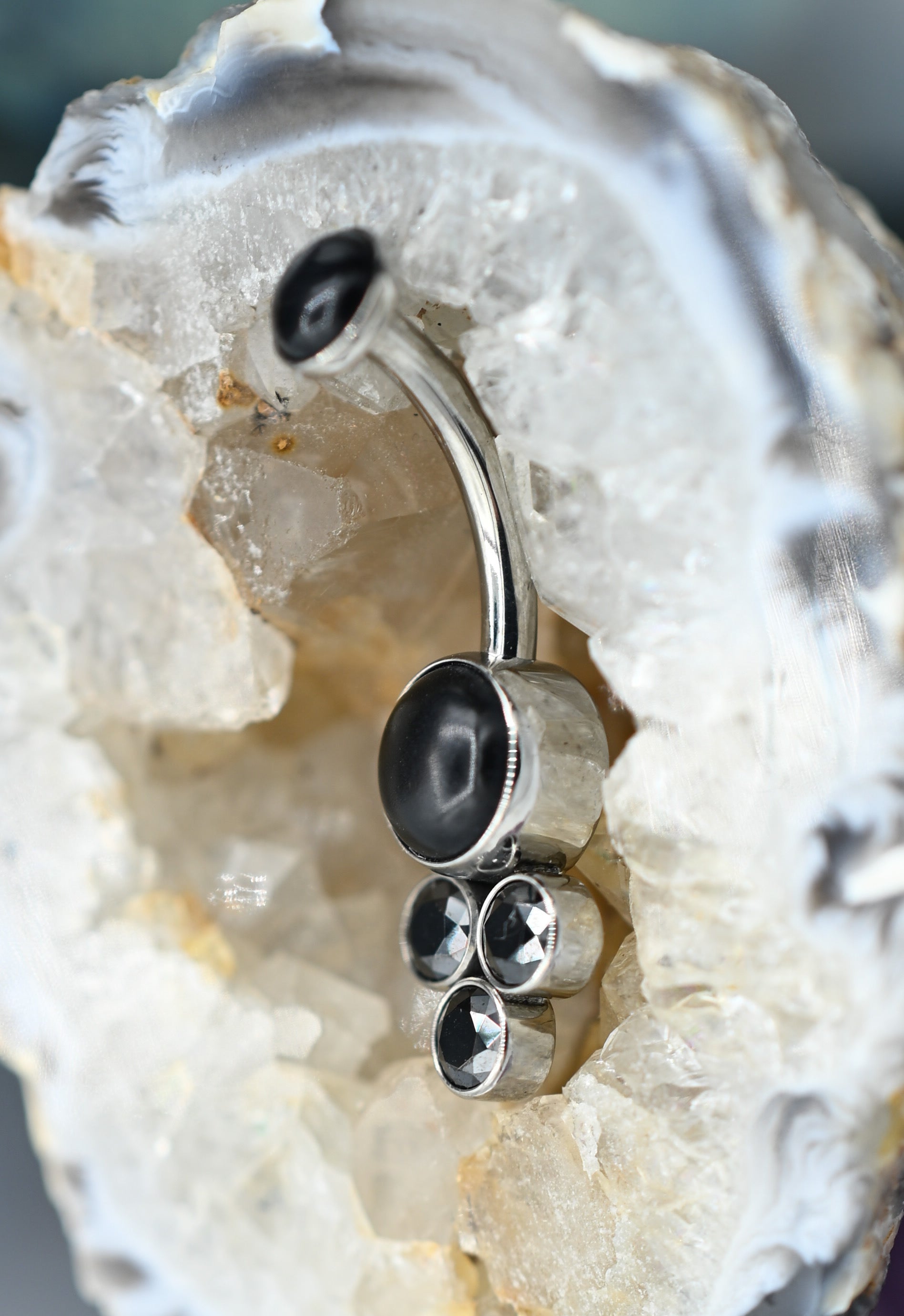 Bijoux Navel Curve (3-N) Onyx + Black CZ by LeRoi Fine Jewelry