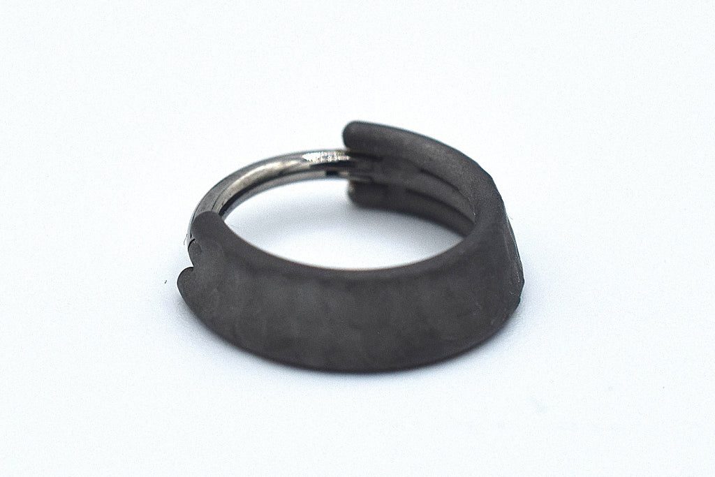 Dark Matte Titanium Triple Weld-Faceted Hinge Ring by Zadamer