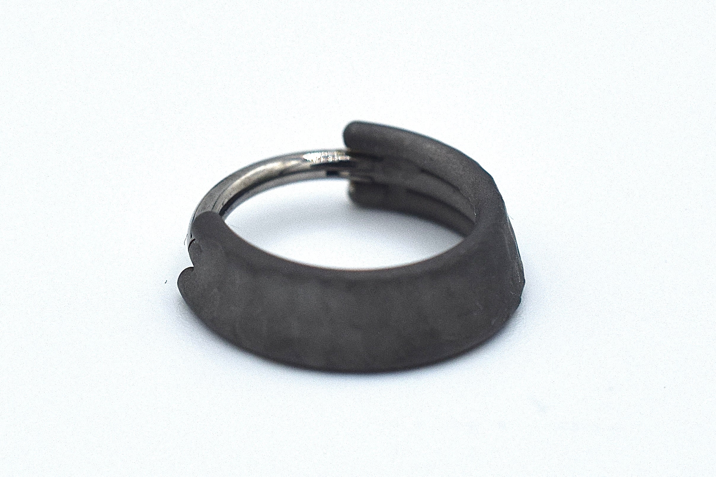 Dark Matte Titanium Triple Weld-Faceted Hinge Ring by Zadamer