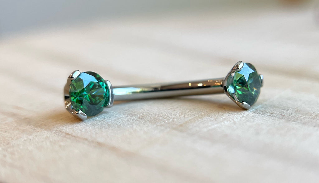 Prong-Set "Small Bottom" Navel Curve Round-Cut by Industrial Strength (4mm/4mm)