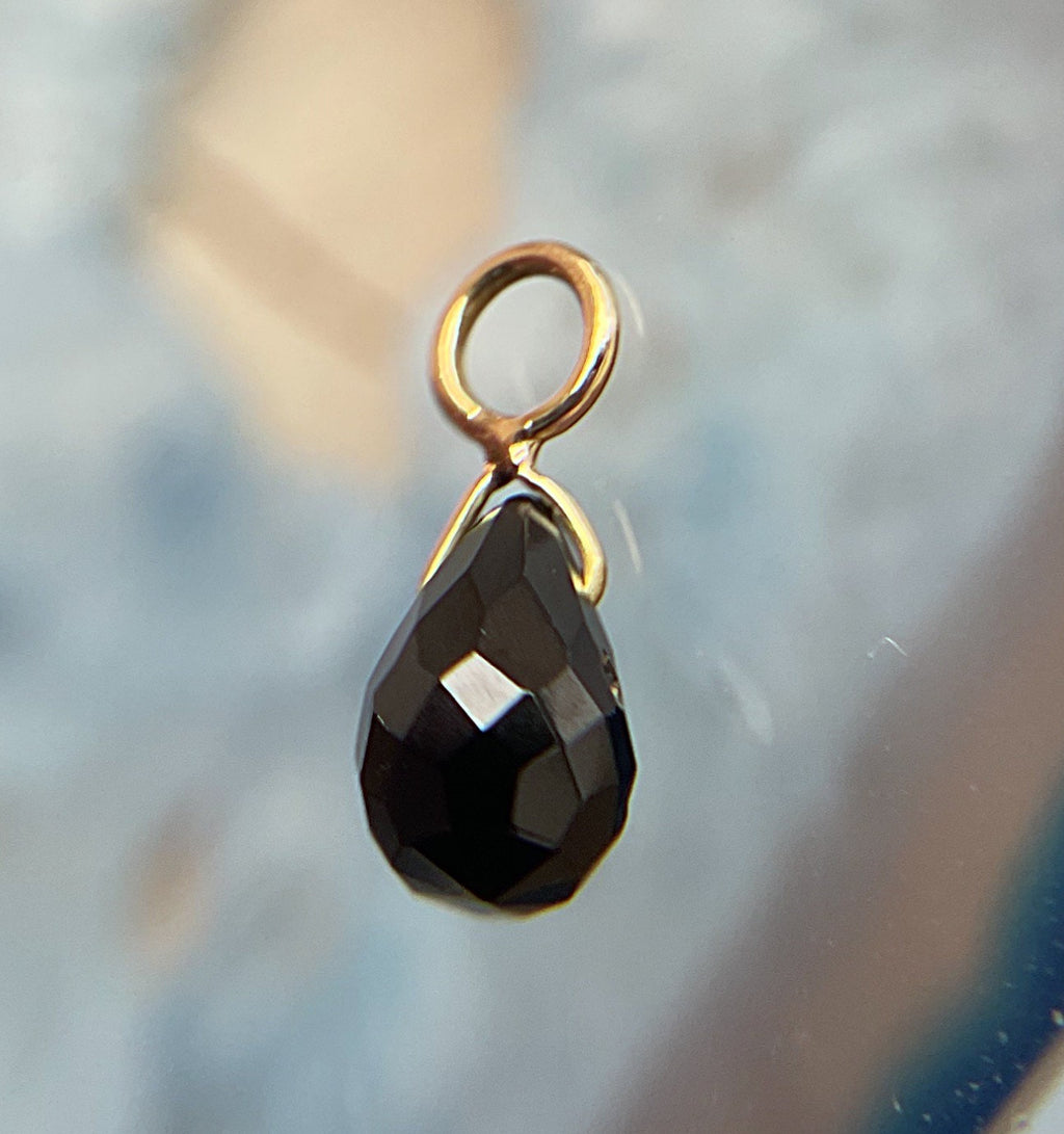 Black Spinel Briolette Charm by Diablo Organics