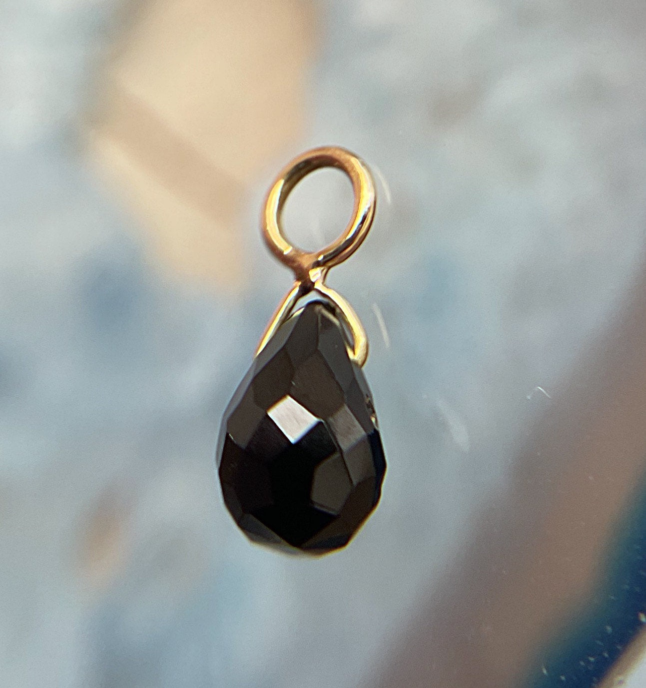 Black Spinel Briolette Charm by Diablo Organics