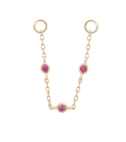 3 Bezel Pink Sapphire Chain by Buddha Jewlery