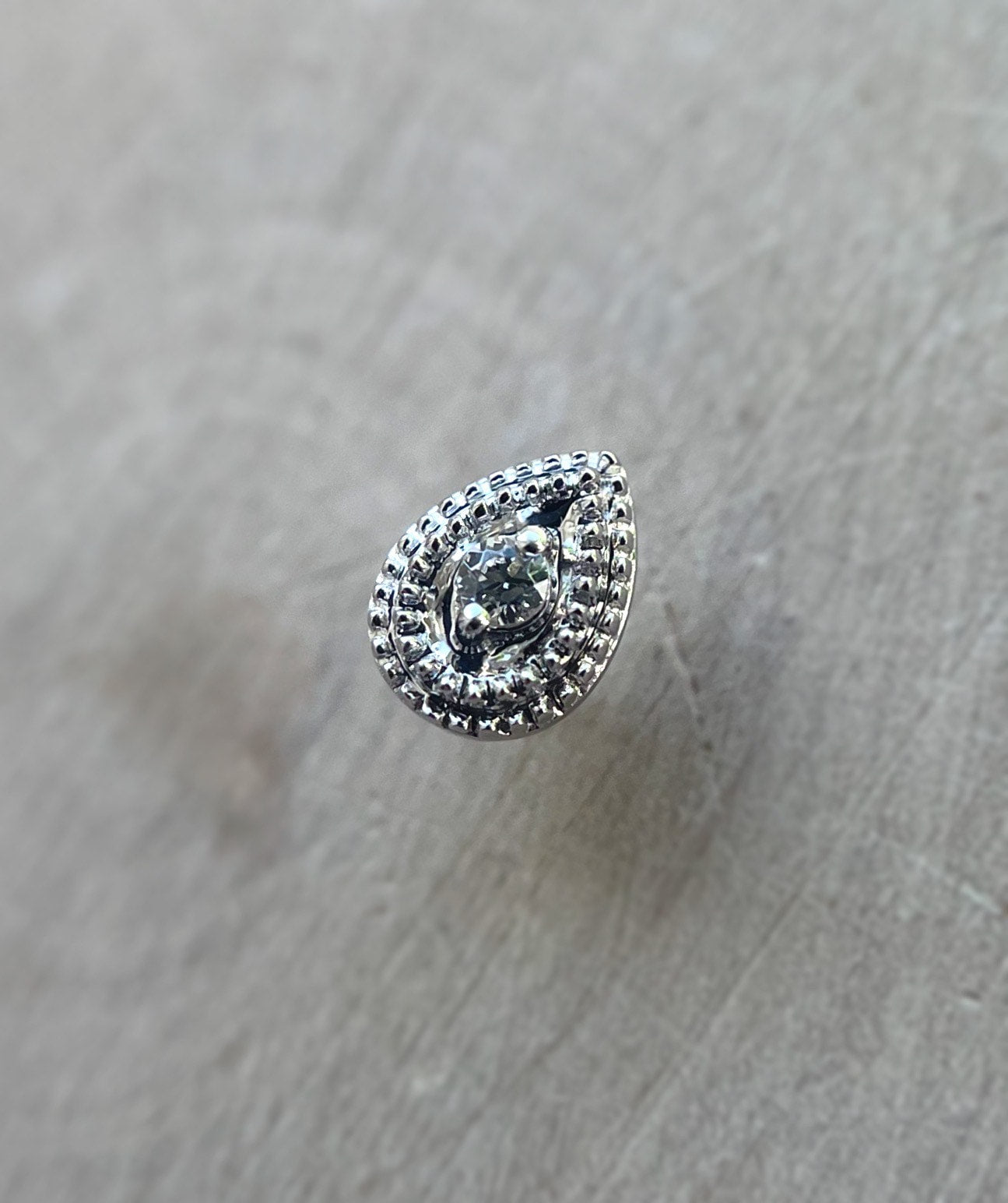 Pear CZ Double Milgrain by Junipurr