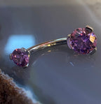 Prong-Set Round Faceted Gem Navel Curve by Industrial Strength (ALL COLORS)