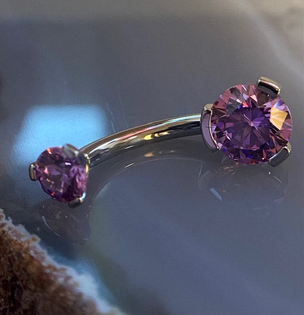 Prong-Set Round Faceted Gem Navel Curve by Industrial Strength (ALL COLORS)