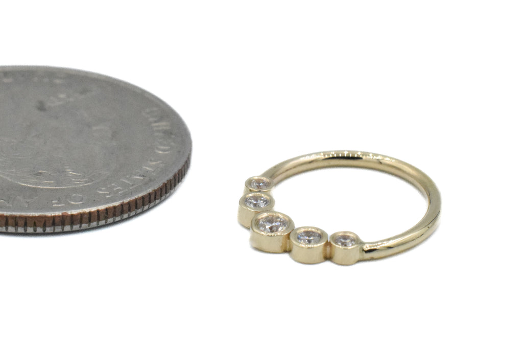 5 Gem Bezel Cluster Seam Ring by Norvoch