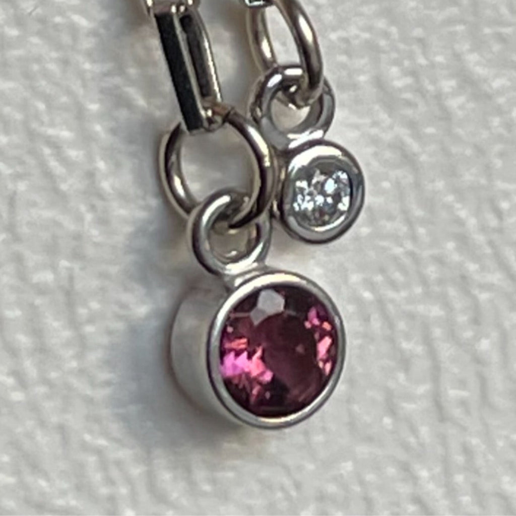 Pink Tourmaline & White Gold Charm