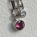 Pink Tourmaline & White Gold Charm