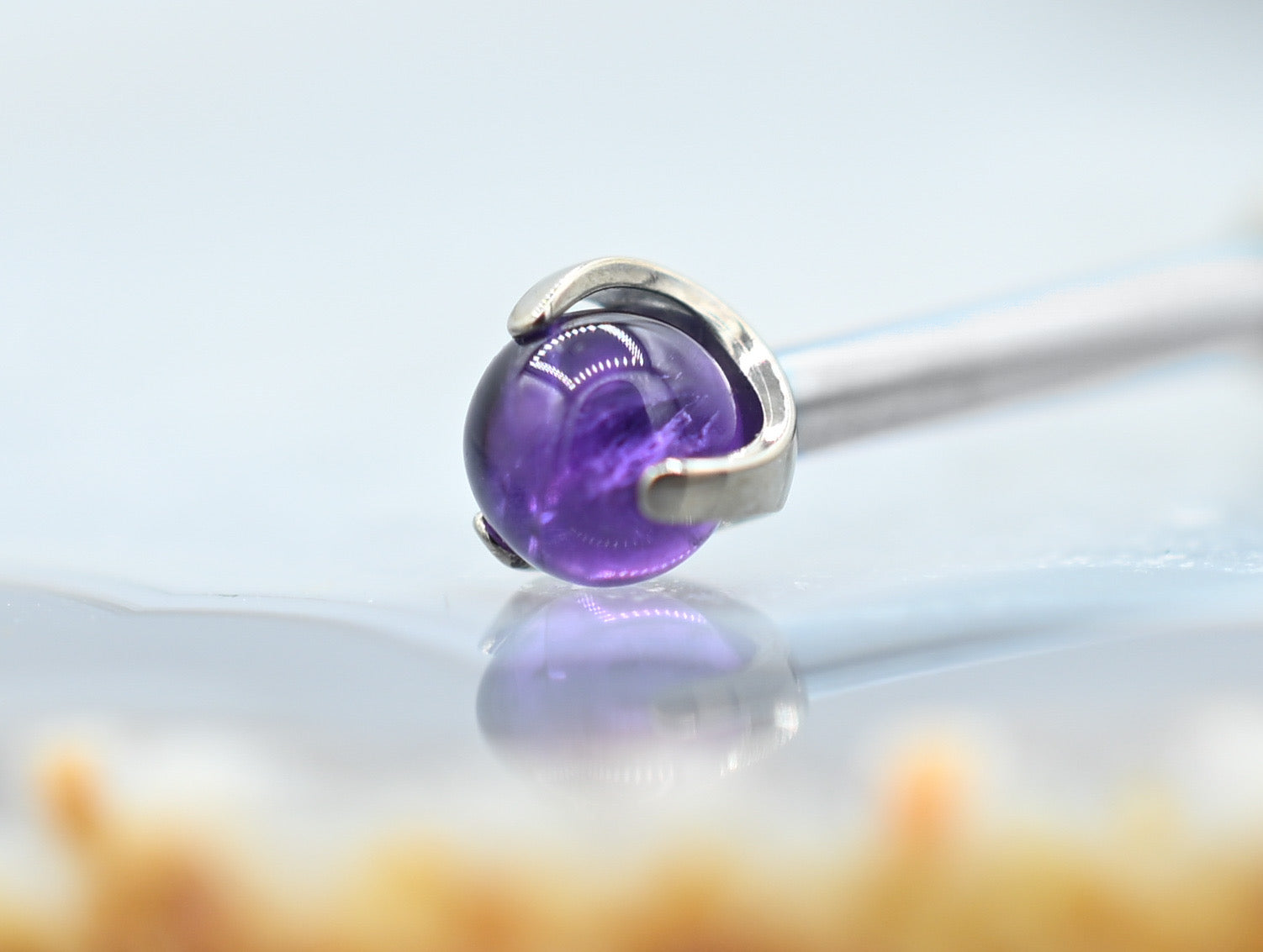 14g 3-Prong Natural Stones for Nipple Barbells (ALL COLORS) by People's Jewelry