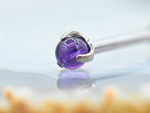 14g 3-Prong Natural Stones for Nipple Barbells (ALL COLORS) by People's Jewelry