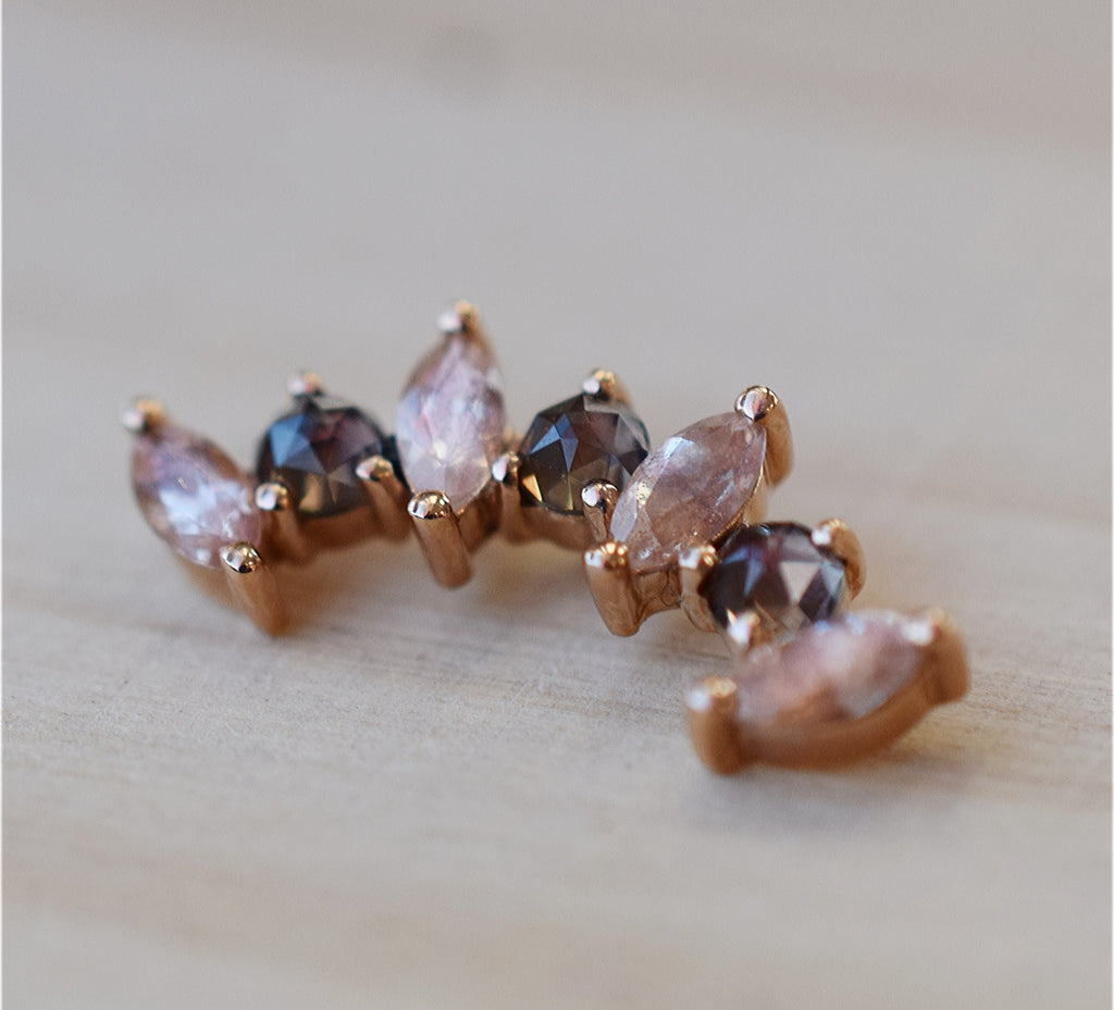 Sara Marquise and Round Fan with Oregon Sunstone and Smokey Quartz by BVLA