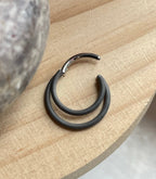 Dark Matte Crescent Double Hinge Ring by Zadamer