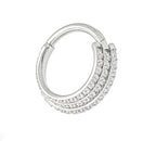 Titanium "Triple Stack" with Clear CZ Clicker by Crucial