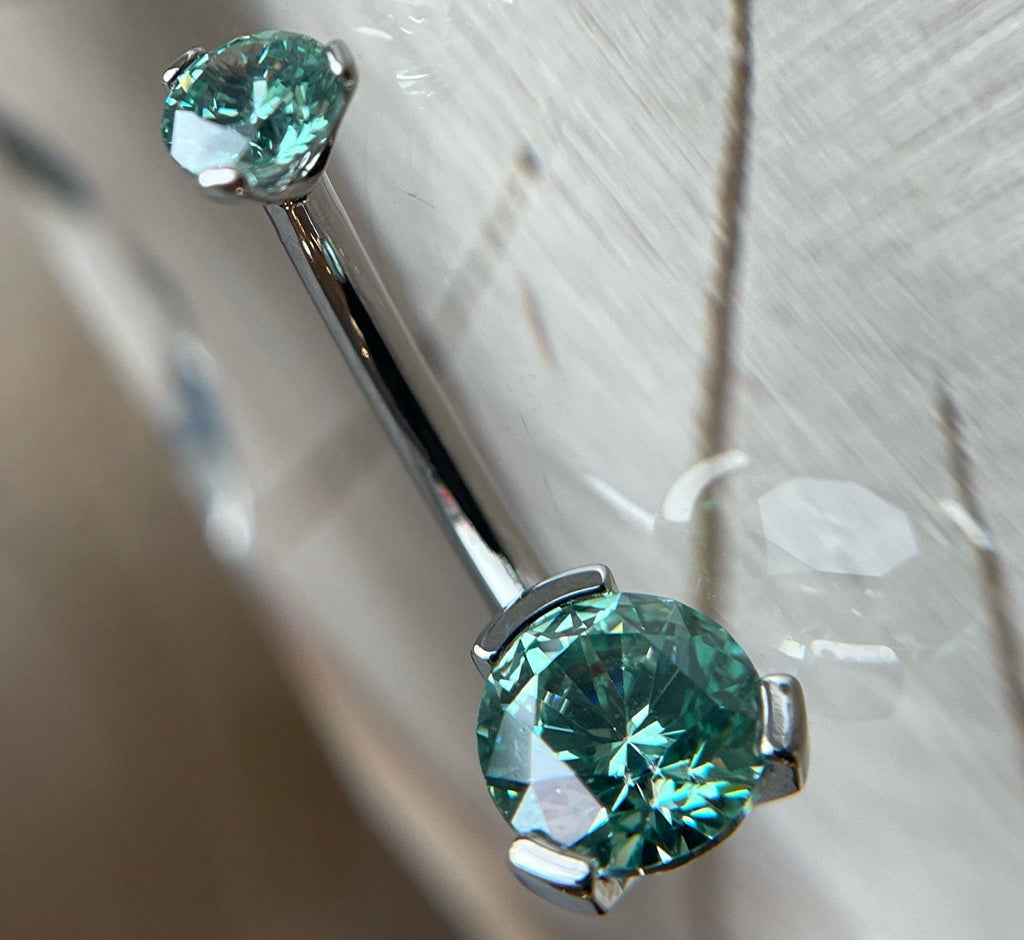 Prong-Set Round Faceted Gem Navel Curve by Industrial Strength (ALL COLORS)