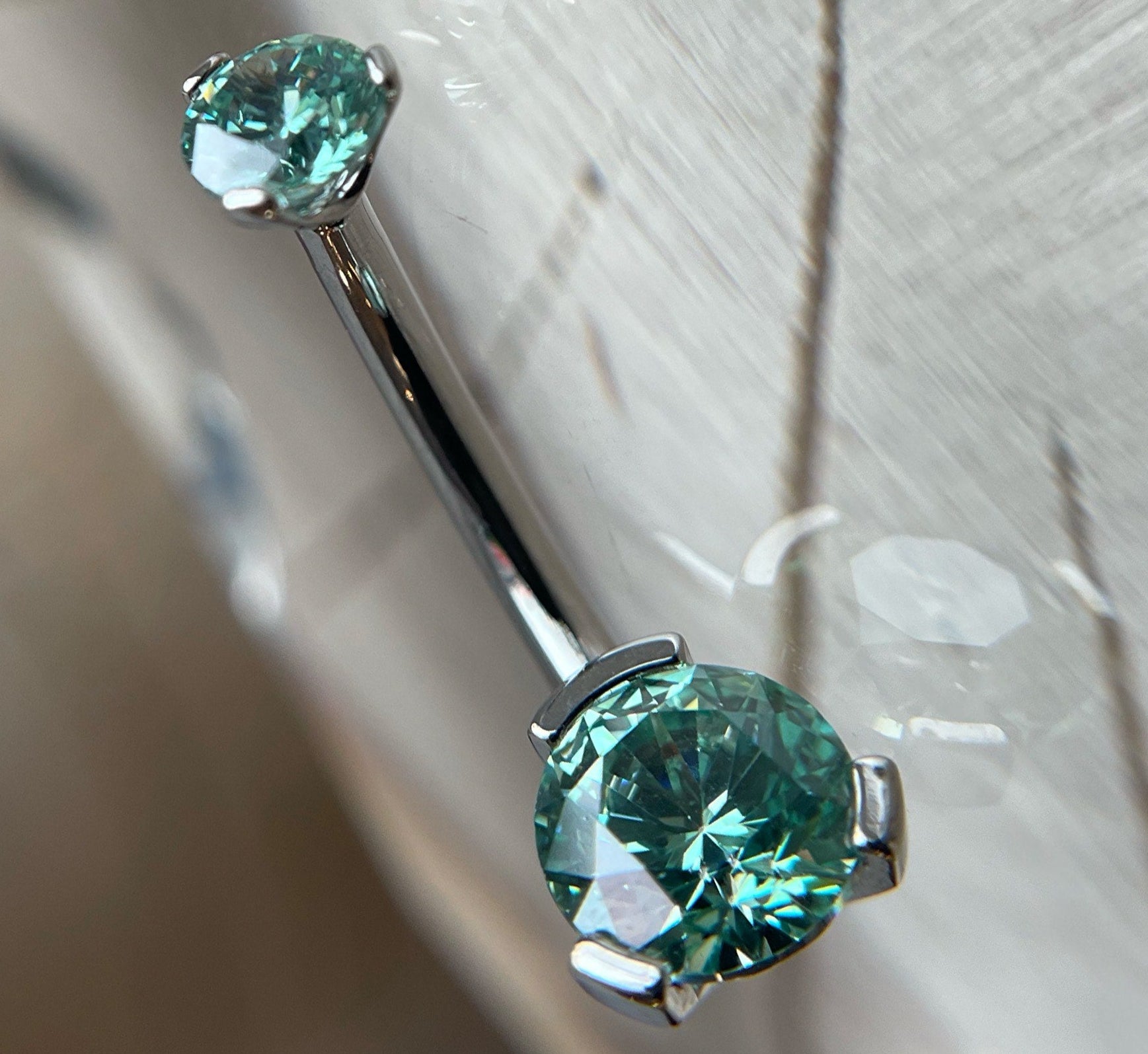 Prong-Set Round Faceted Gem Navel Curve by Industrial Strength (ALL COLORS)