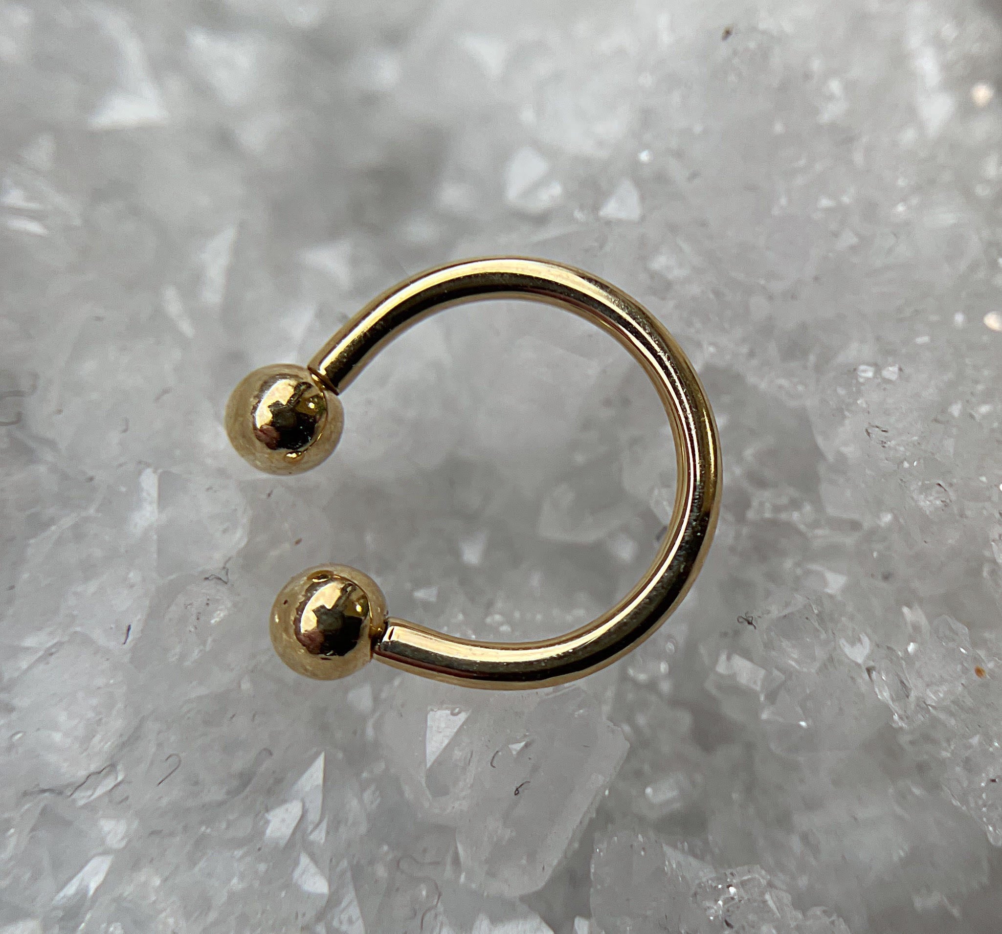 14k Solid Gold Circular Barbell by Body Gems (White, Yellow & Rose Gold)