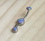 Bezel Set Opal Dangle Navel Curve by Industrial Strength