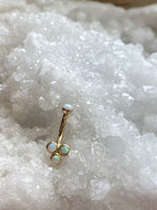 14k Tri-Bezel Curved Barbell by Body Gems