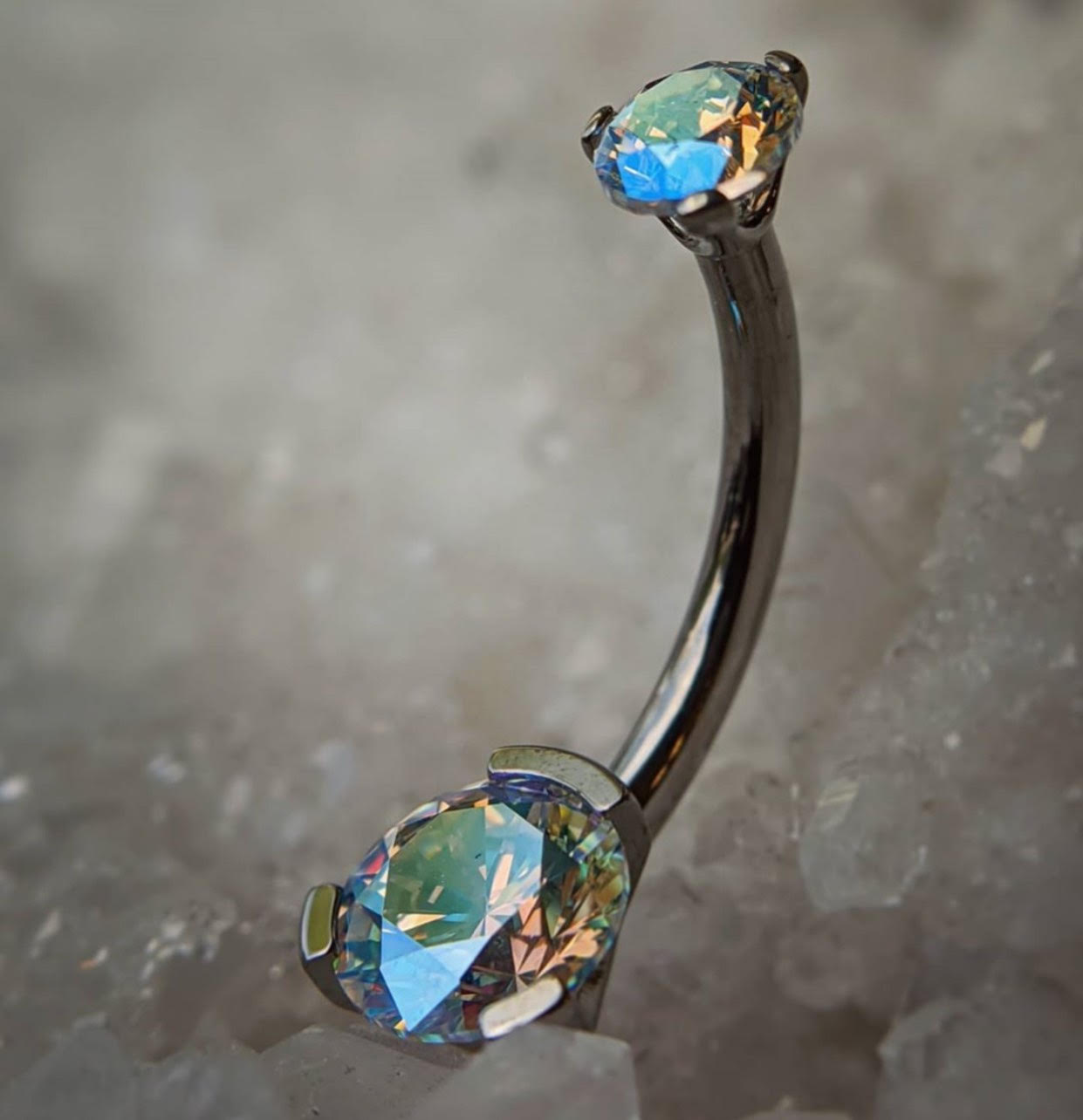 Prong-Set Round Faceted Gem Navel Curve by Industrial Strength (ALL COLORS)