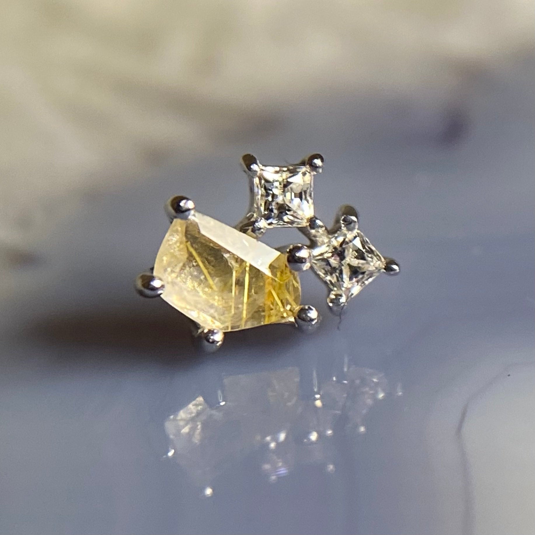 Lyra - Rutilated Quartz + CZ by Buddha Jewelry