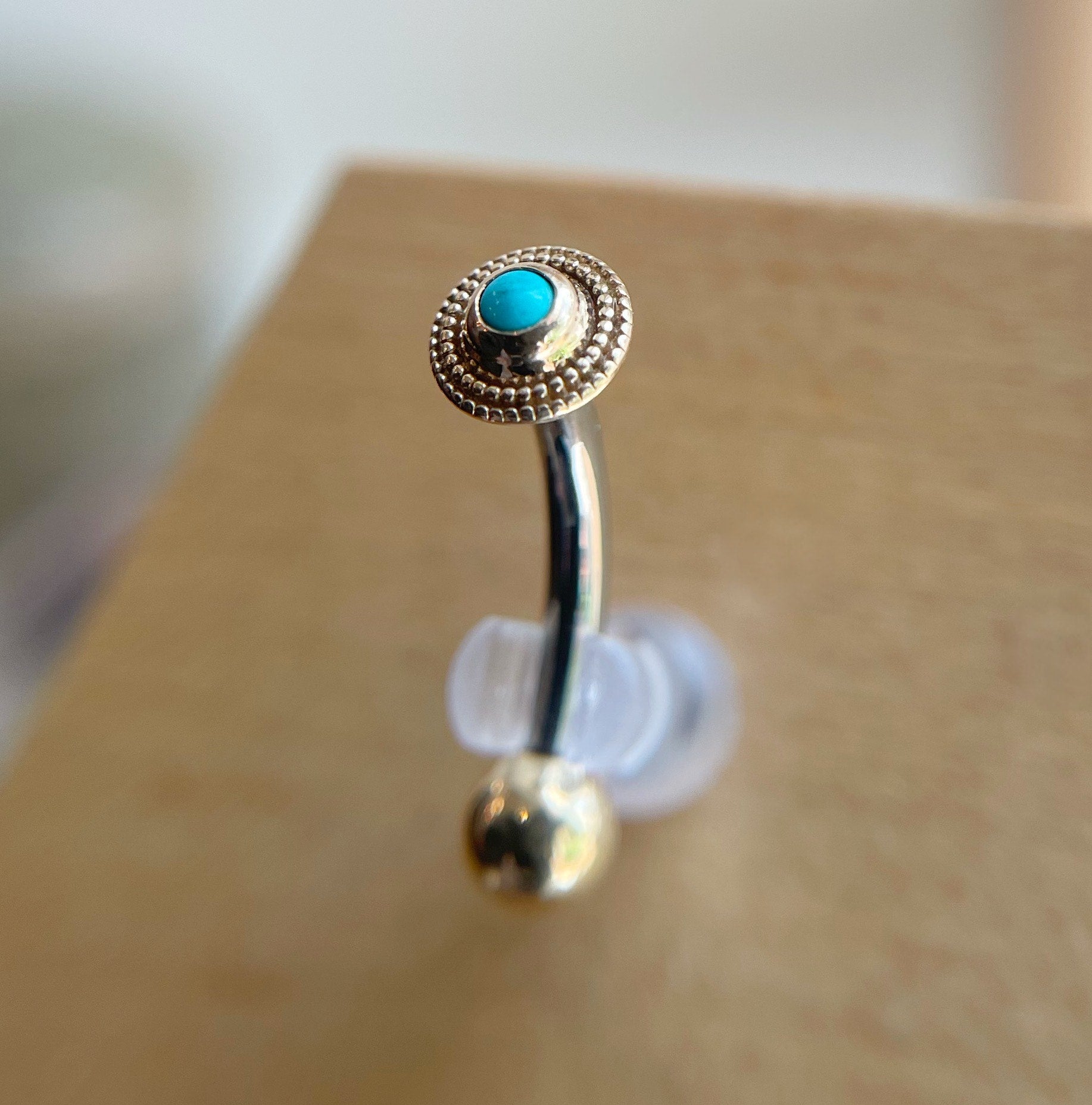 14ga Milgrain with Turquoise by Body Gems