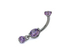 Prong-set Round Gem Navel Curve with Dangle by Industrial Strength