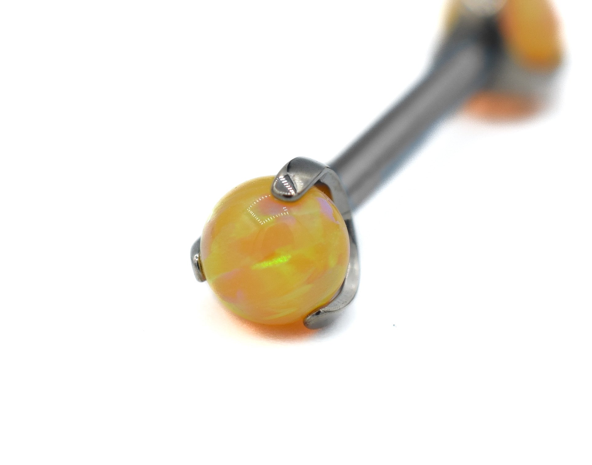 14g 3-Prong Opal Nipple Barbell Ends by People's Jewelry (ALL COLORS)