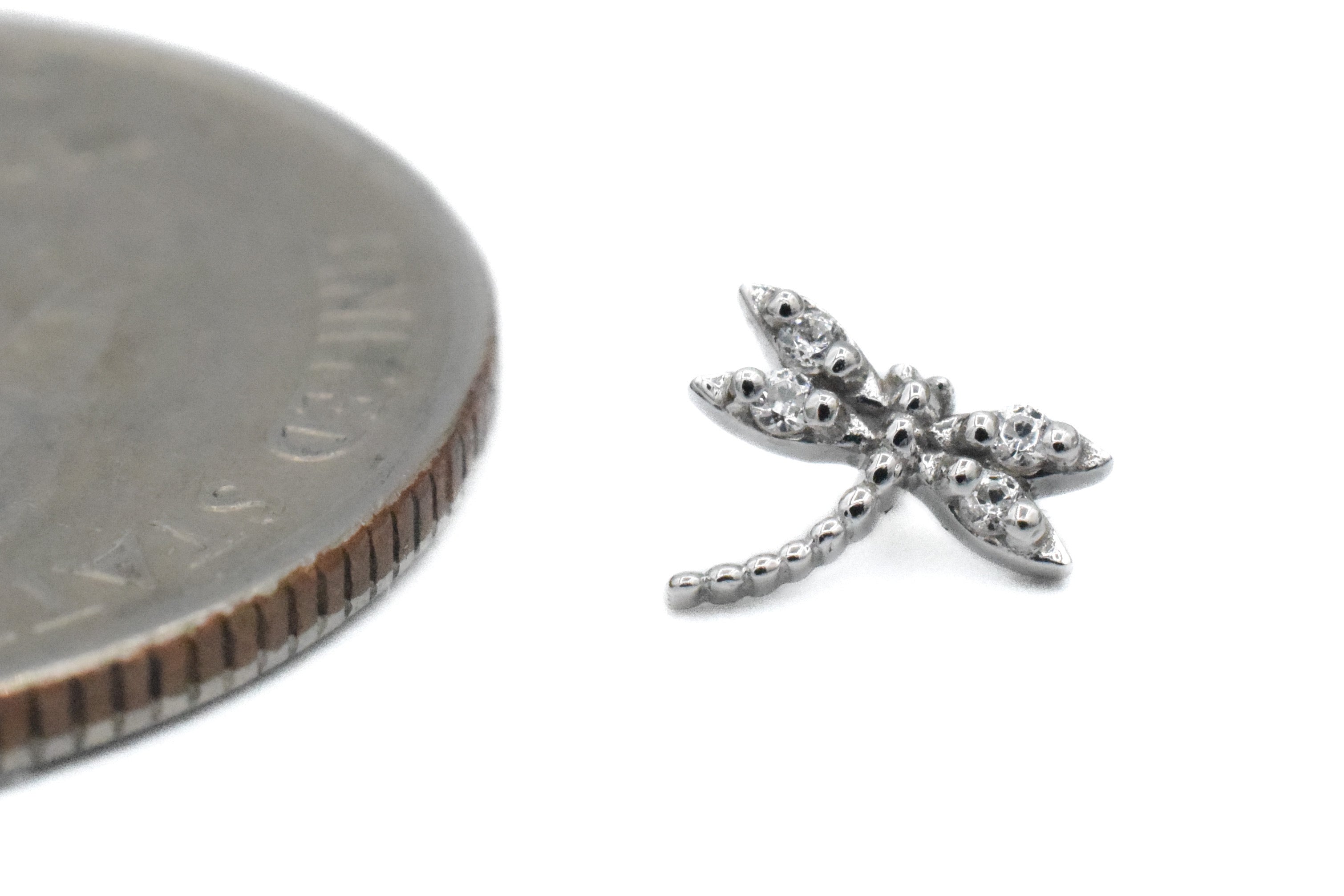 Threaded Damselfly - Dragonfly with White CZ by BVLA