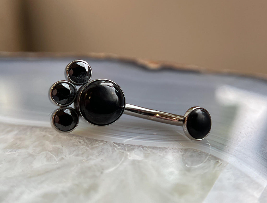 Bijoux Navel Curve Onyx + Black CZ by LeRoi Fine Jewelry