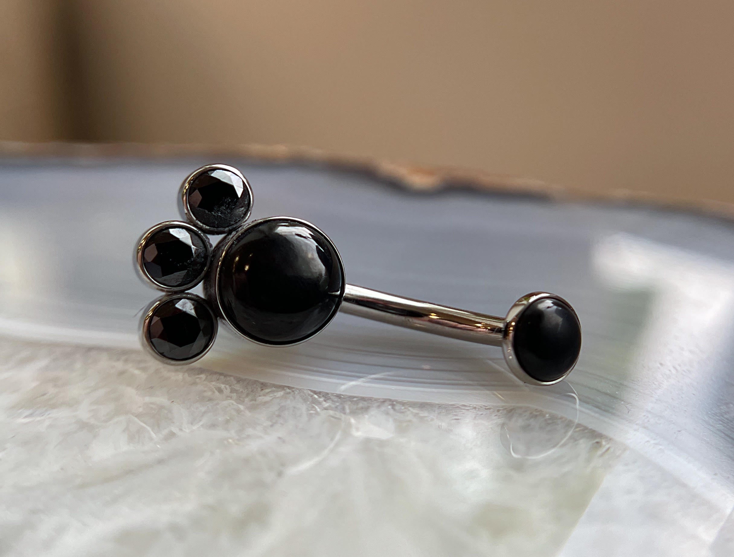 Bijoux Navel Curve Onyx + Black CZ by LeRoi Fine Jewelry