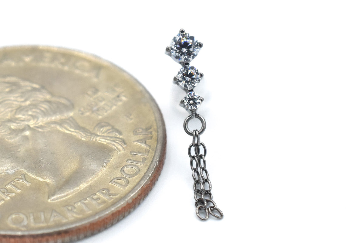 Titanium Three Stone Whip Chain Dangle by Crucial