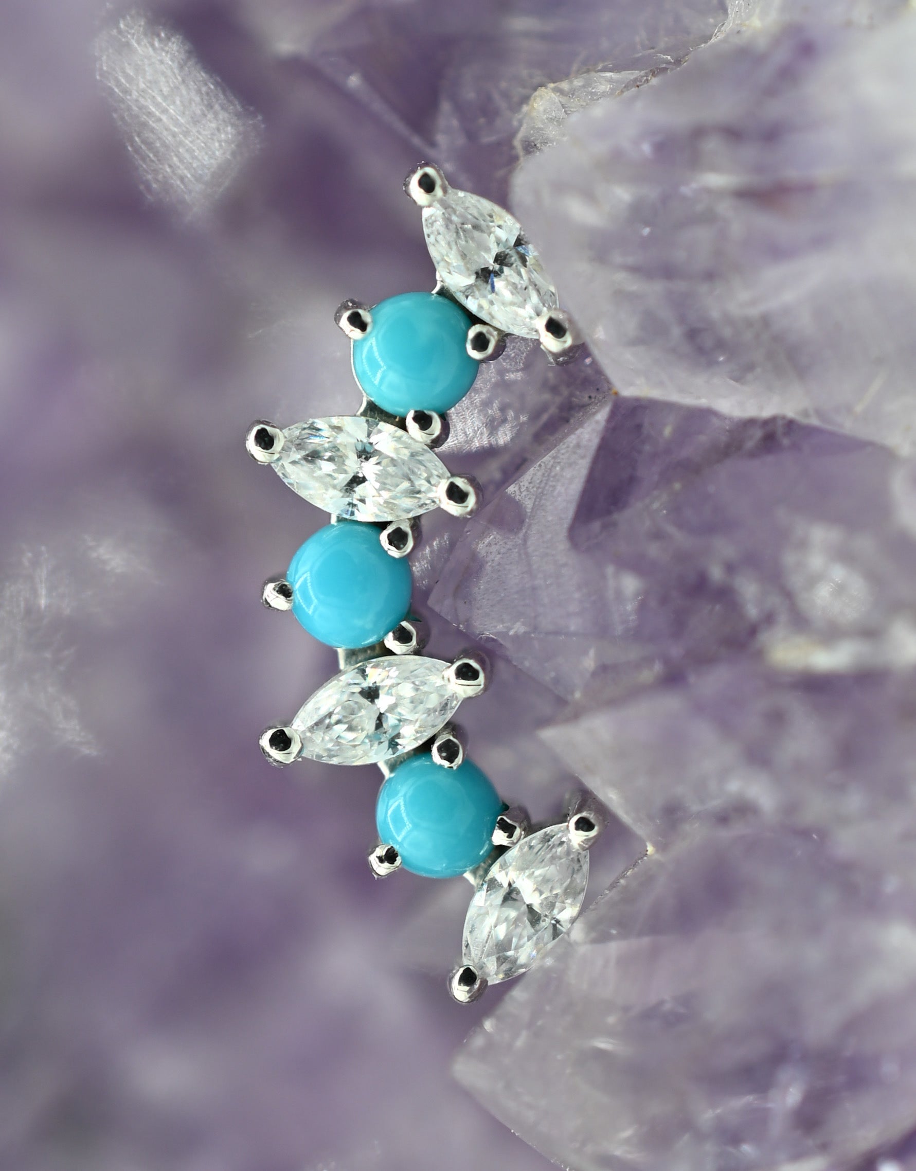 Sara Marquise and Round Fan with Turquoise and CZ by BVLA