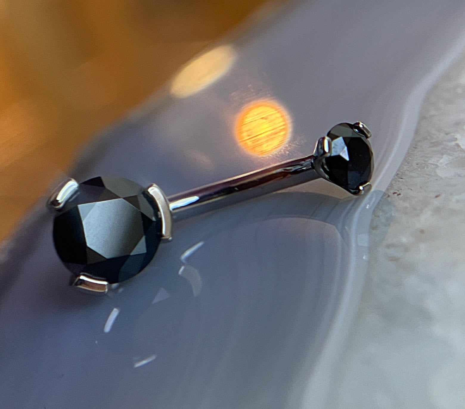 Prong-Set Round Faceted Gem Navel Curve by Industrial Strength (ALL COLORS)