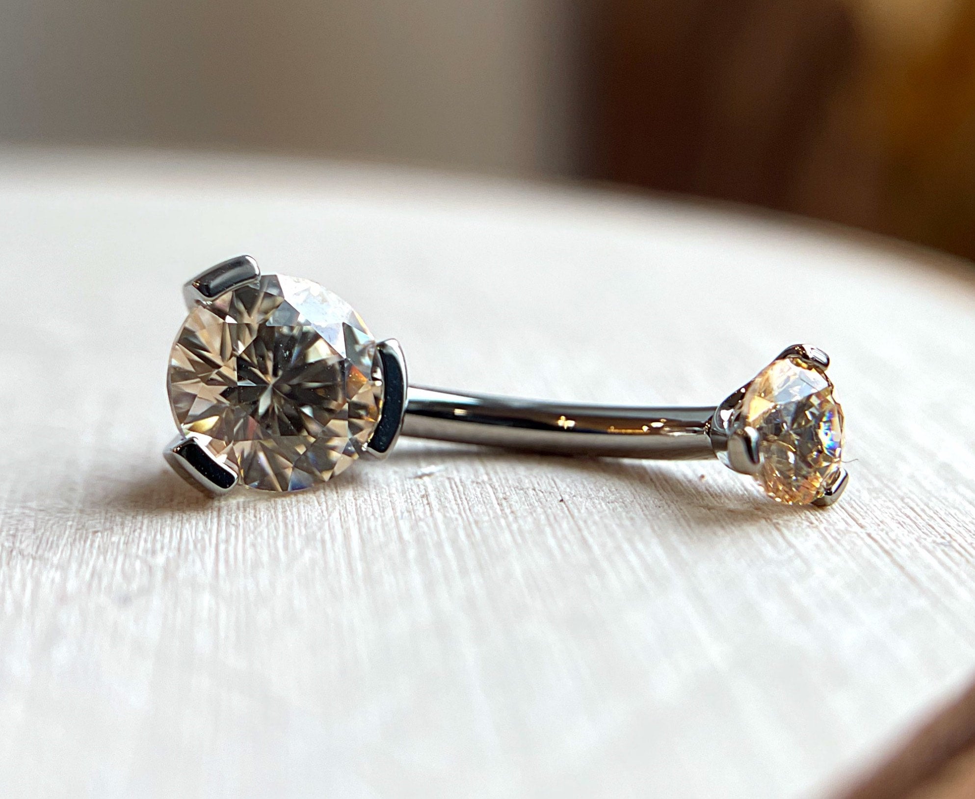 Prong-Set Round Faceted Gem Navel Curve by Industrial Strength (ALL COLORS)