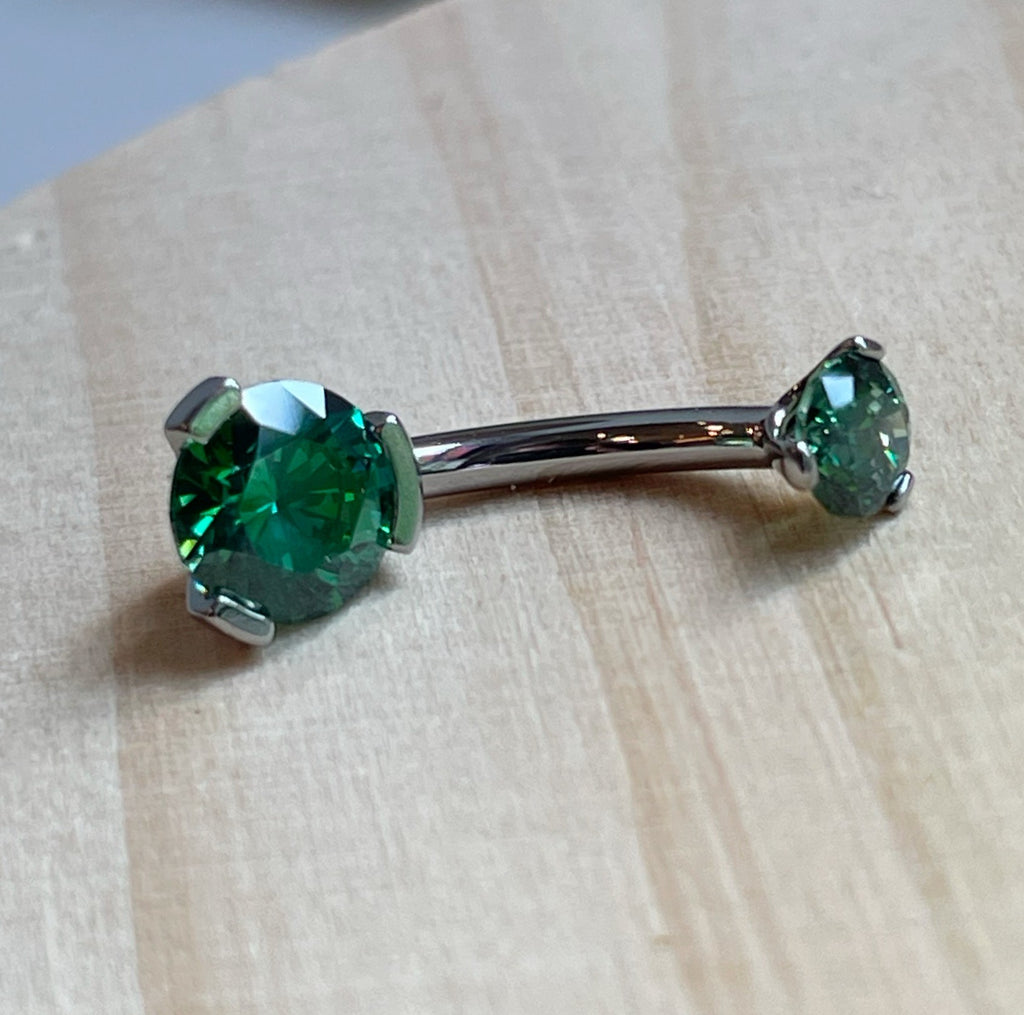 Prong-Set Round Faceted Gem Navel Curve by Industrial Strength (ALL COLORS)