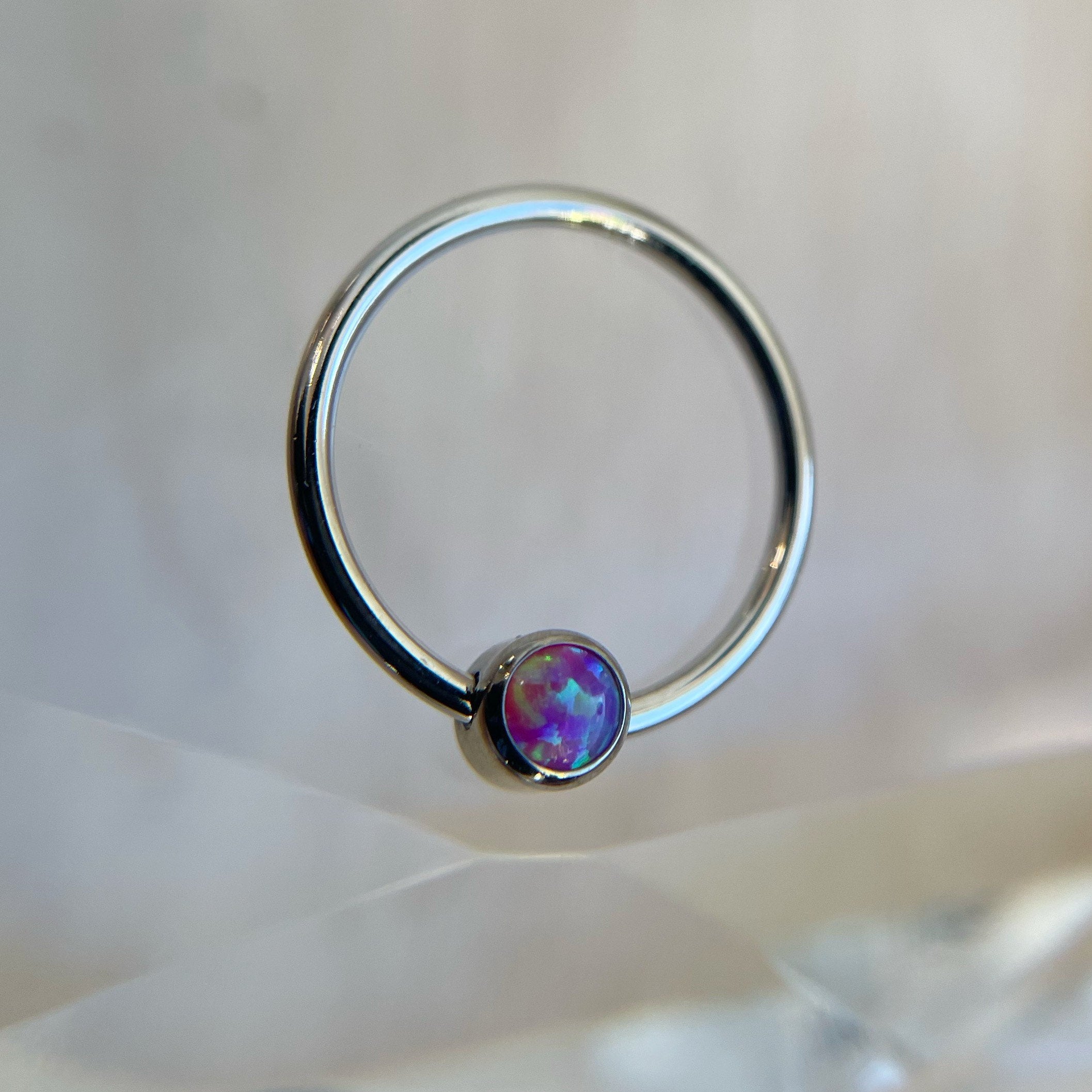 Titanium Captive Gem Beads (CZ, Opal & Natural Stone)