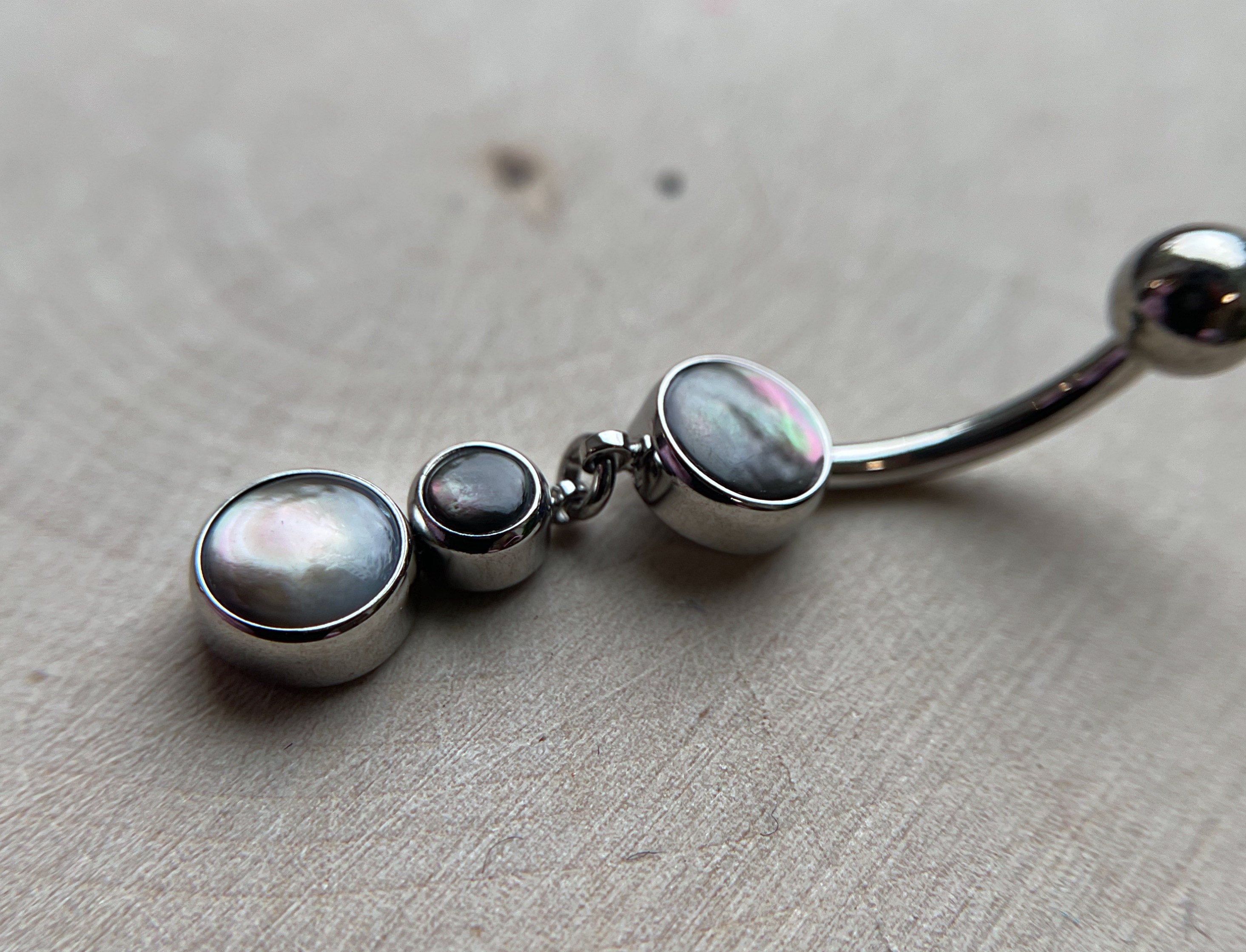 Double Natural Stone Dangle Navel Curve by Industrial Strength