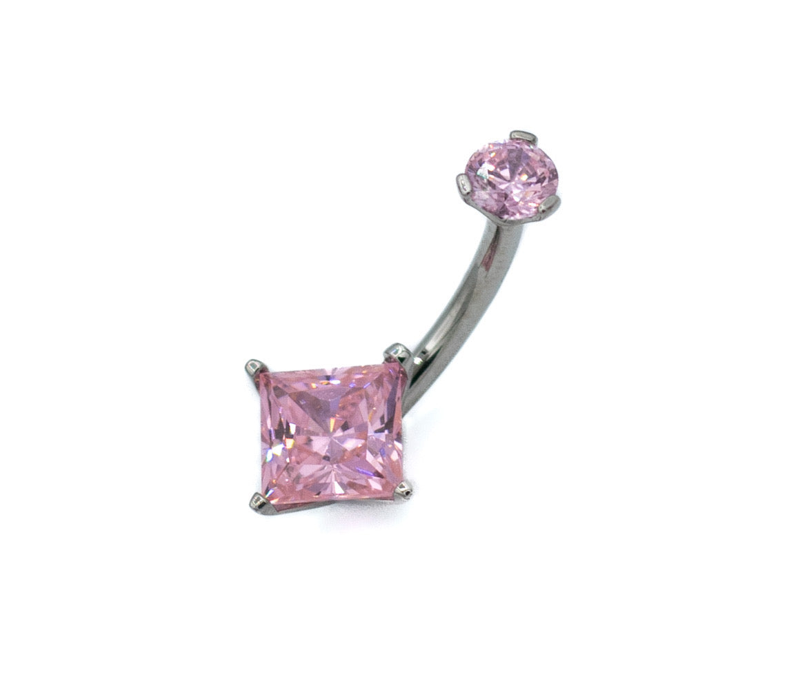 Prong-set Square Princess Star Cut Navel Curve by Industrial Strength