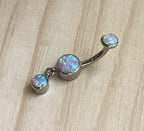 Bezel Set Opal Dangle Navel Curve by Industrial Strength