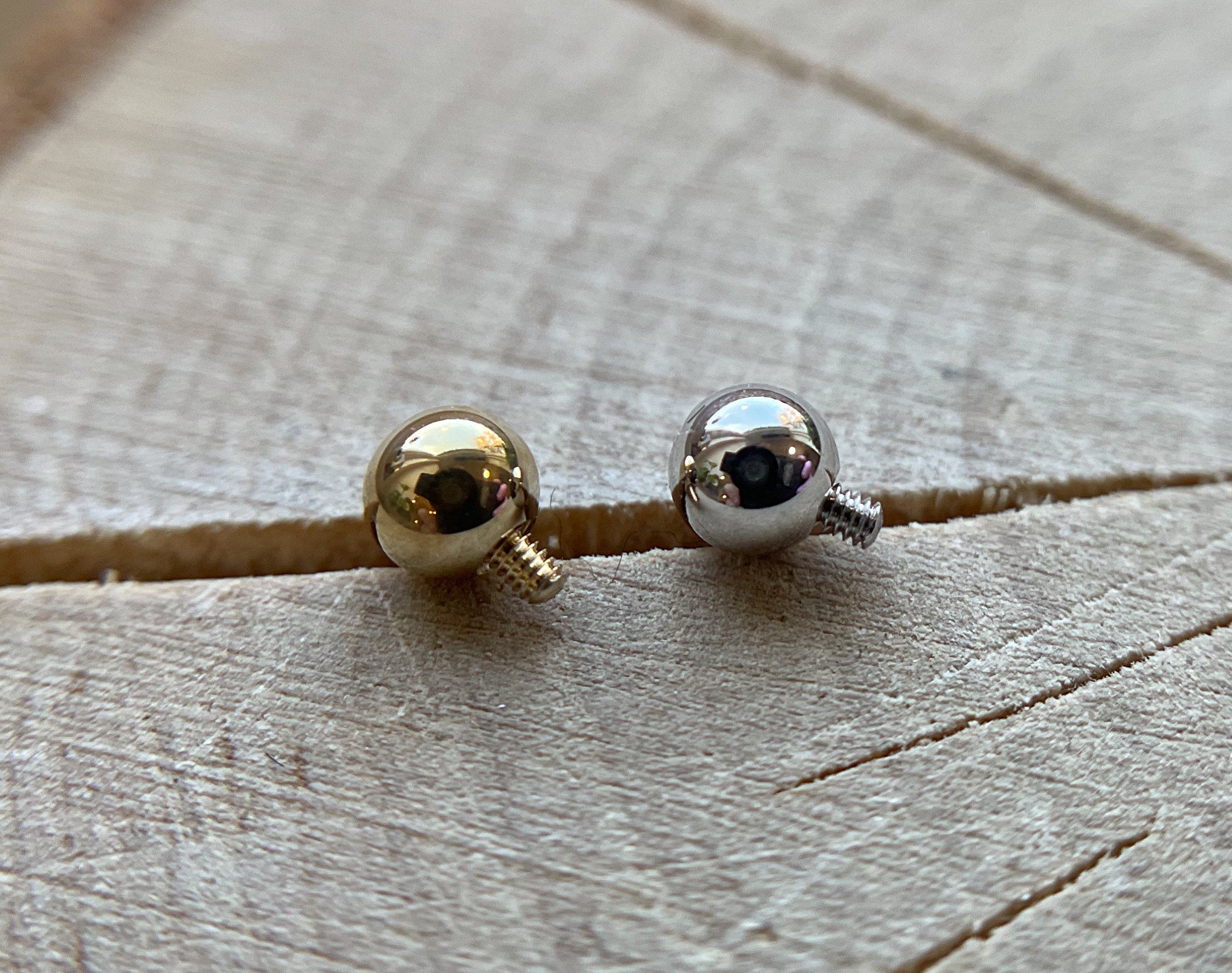 14k Solid Gold Threaded Bead by Body Gems