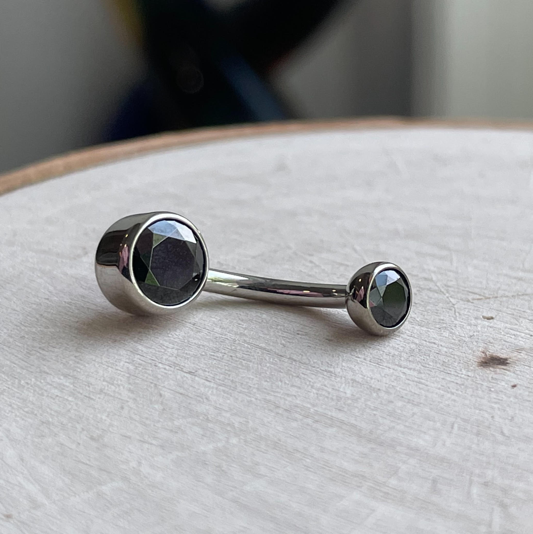 Black CZ Navel Curve by Industrial Strength (4mm/6mm Bezel)