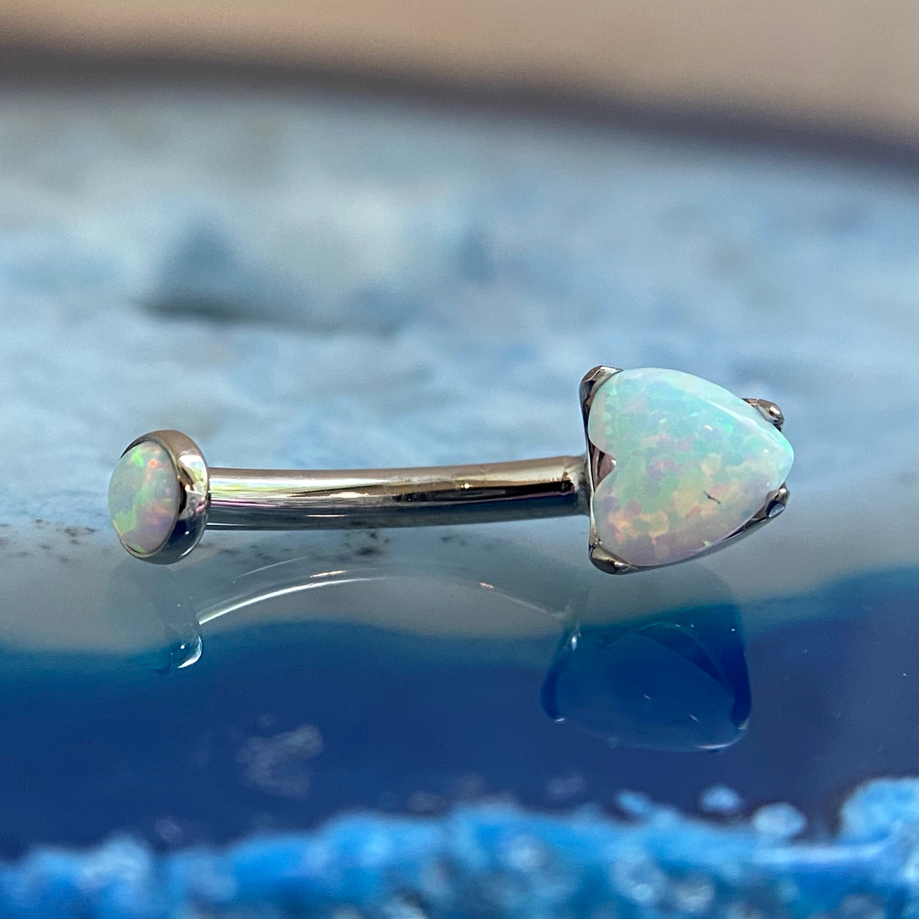 White Opal Heart Navel Curve by Anatometal