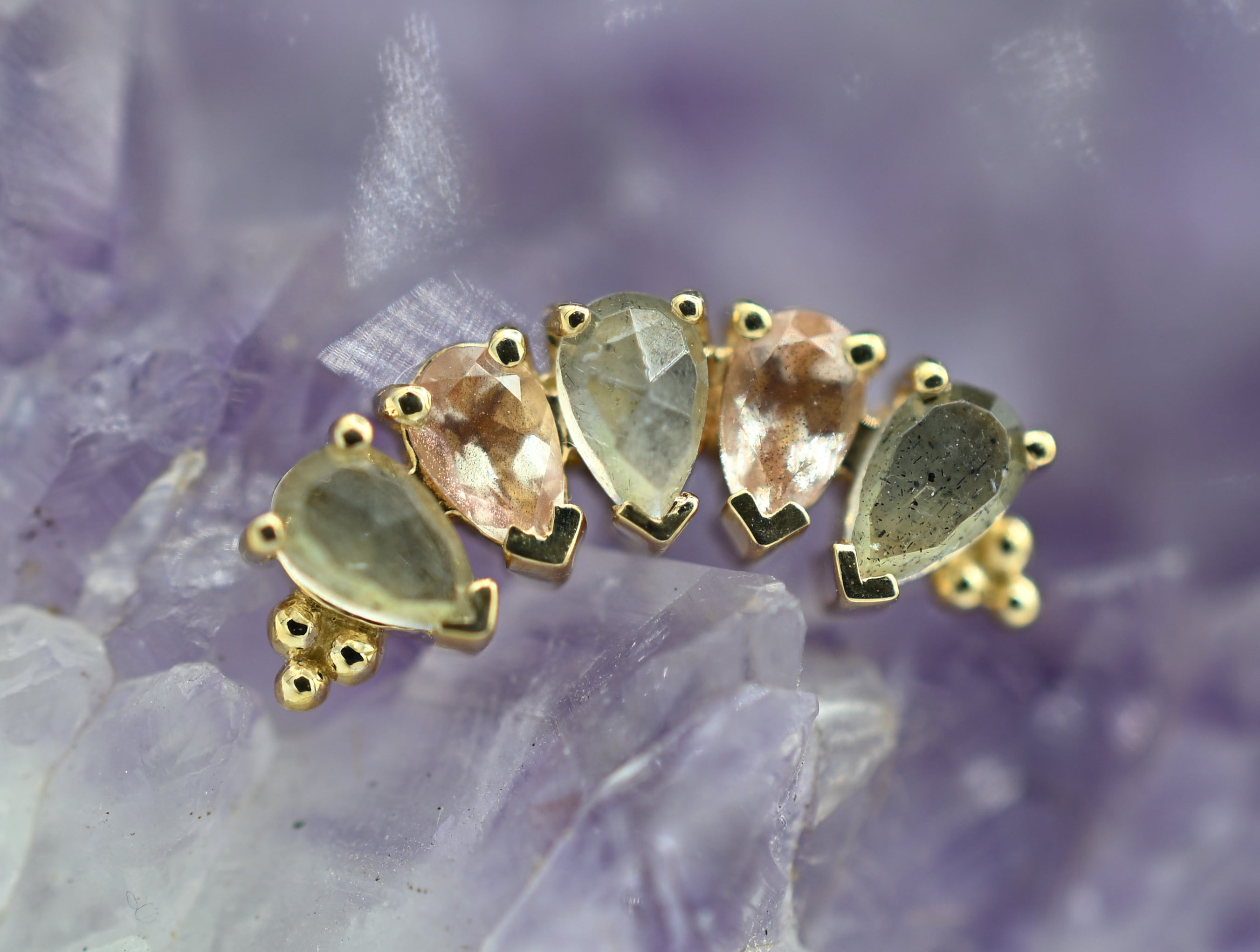 5-Gem Labradorite & Sunstone Pear Panaraya by BVLA