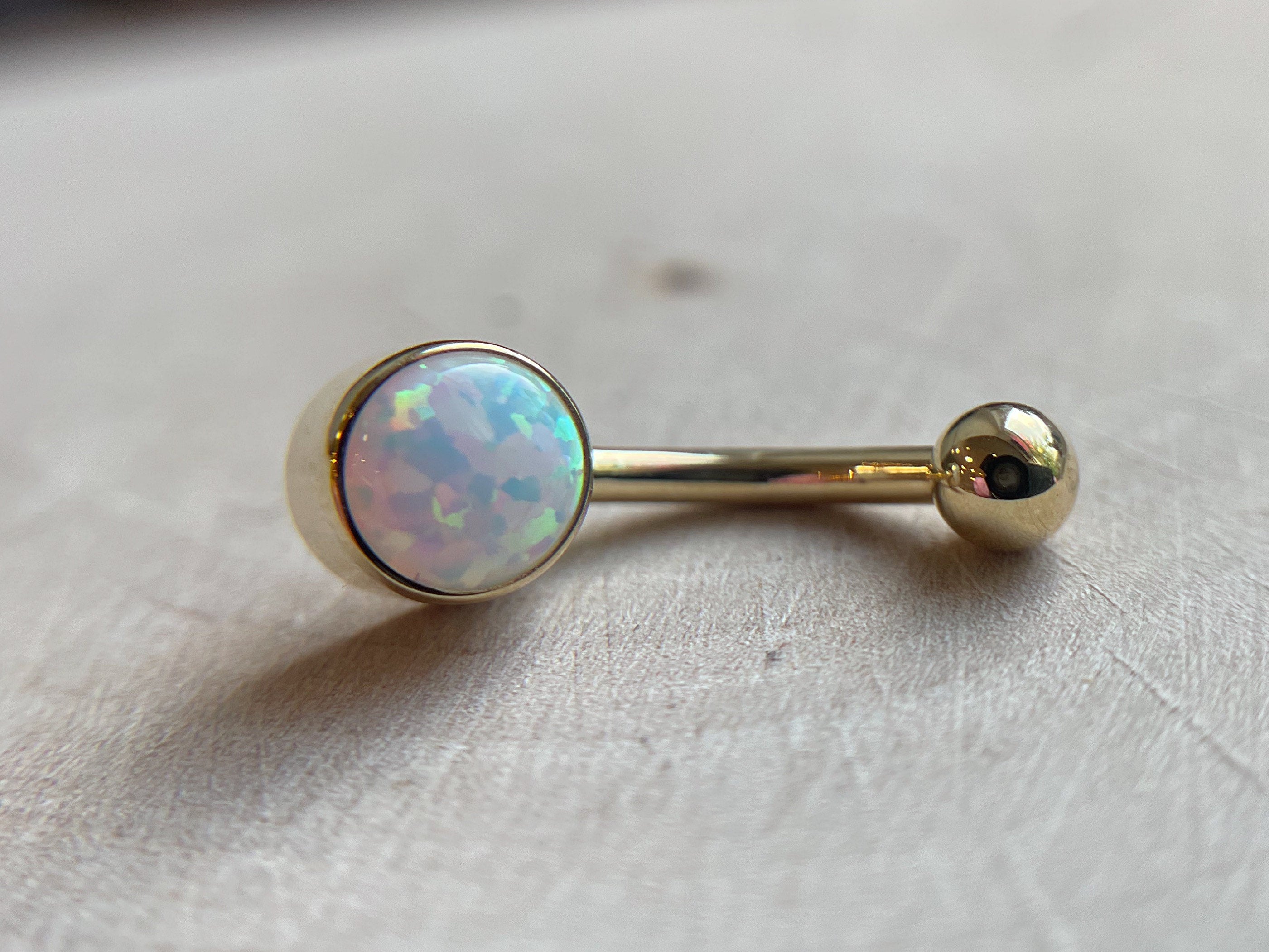 Gold Opal Navel Curve by Body Gems
